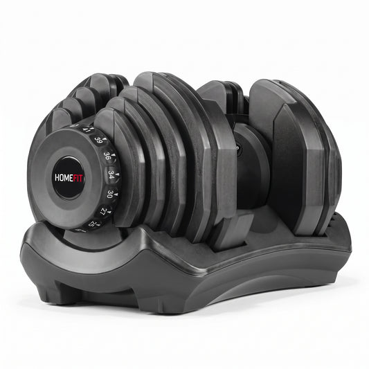 Haltère Réglable Homefit IronFlex 4,5 à 40,8 kg – 17 Niveaux de Poids – Réglage Rapide – Socle Inclus