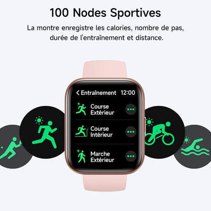 Montre Connectée LumiFit X - 1.8" avec Alexa, Appels Bluetooth, Suivi Santé, 100 Modes Sport, Étanche IP68